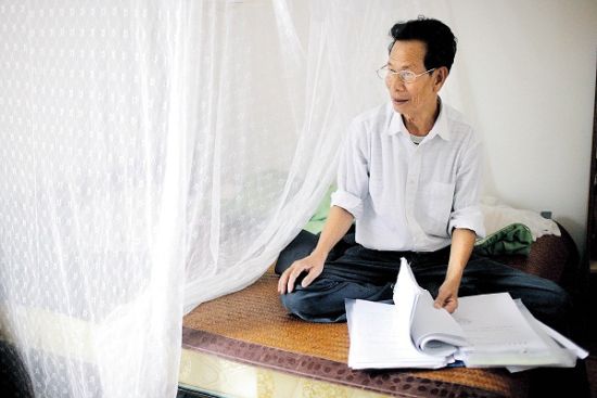 村民林祖栾是11月21日第二次上访的组织者，这位长者被村民尊为“领袖”